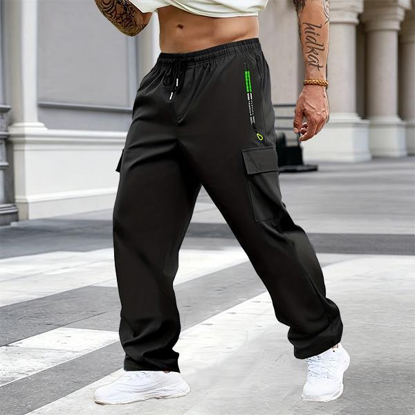 Men's Multi-Pack Cargo Work Pants - Lightweight Stretch Waist Activewear with Multiple Pockets, Comfortable Fit Casual Athletic Men's Wear, Plain Outdoor to Office Menswear