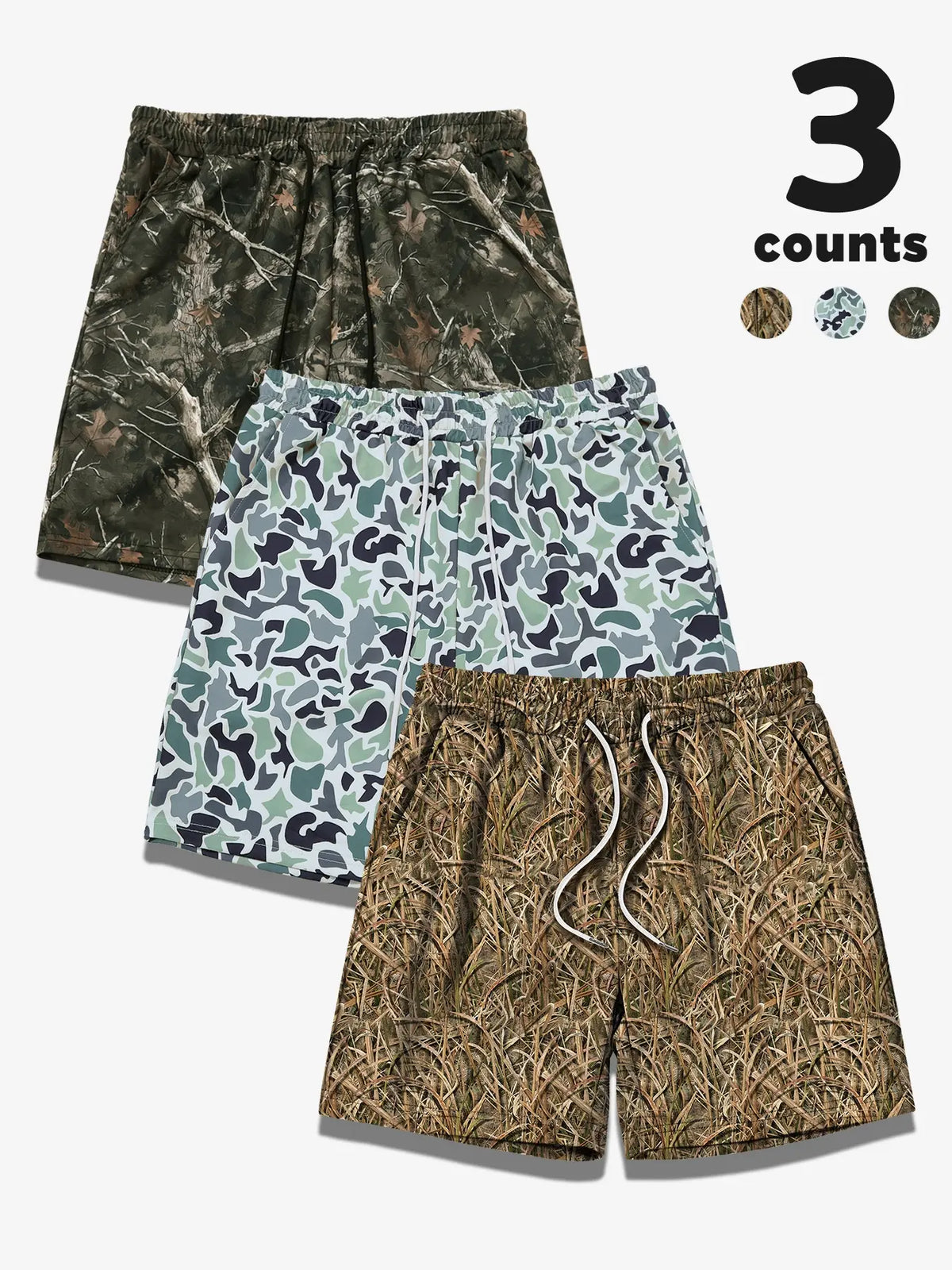 Men's Camo Print Shorts, Regular Fit Casual Street Shorts for Summer, Men's Bottoms for Daily Wear, Casual Streetwear Shorts, Camouflage Streetwear Shorts
