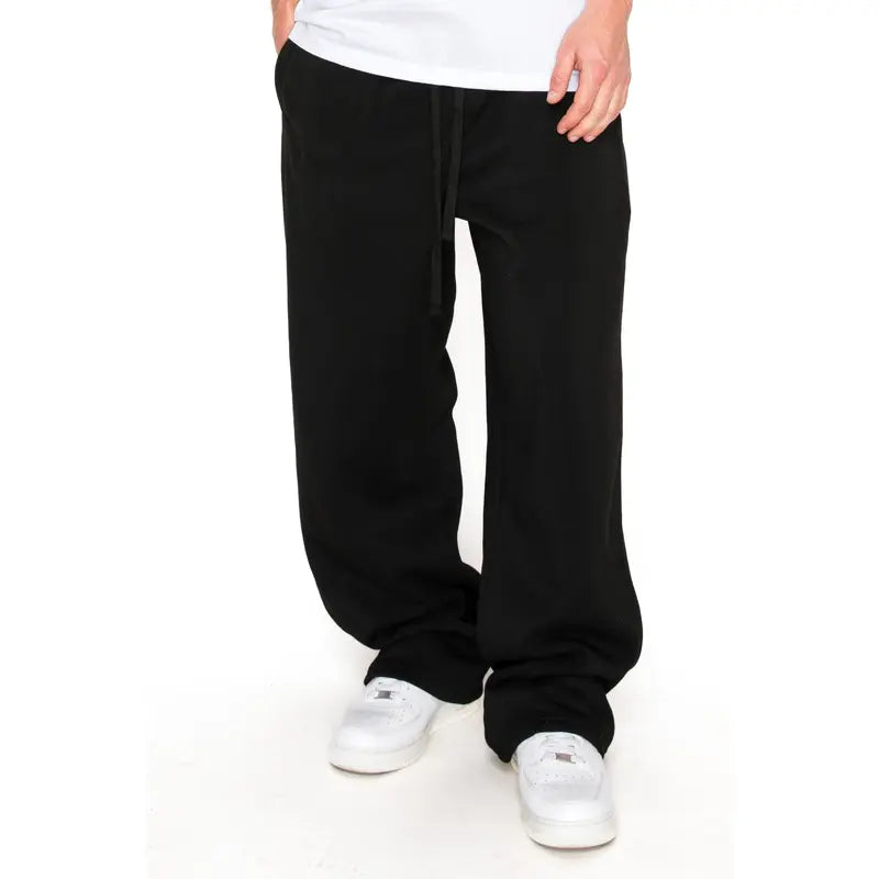 VICTORIOUS NOAH Men's Essential 300GSM  Baggy Fleece Pants - Cotton Menswear, Oversized Baggy Sweatpants with Pocket, Mensfashion Clothes, Mid Waist, Soft Fleece For All-Day Ease, Baggy Fit Gives Room To Move