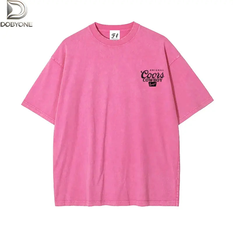 DOBYONE Women's Vintage Washed Cotton Casual Short-Sleeve Western Brewery Graphic Tee - Western Clothing Vintage Graphic Tees Clothes