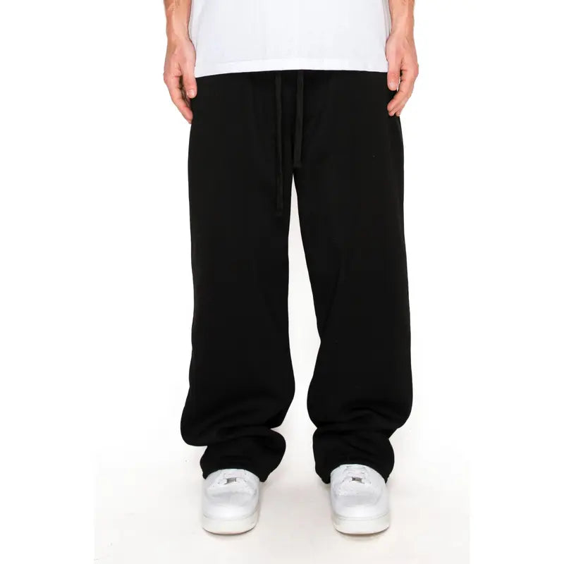 VICTORIOUS NOAH Men's Essential 300GSM  Baggy Fleece Pants - Cotton Menswear, Oversized Baggy Sweatpants with Pocket, Mensfashion Clothes, Mid Waist, Soft Fleece For All-Day Ease, Baggy Fit Gives Room To Move