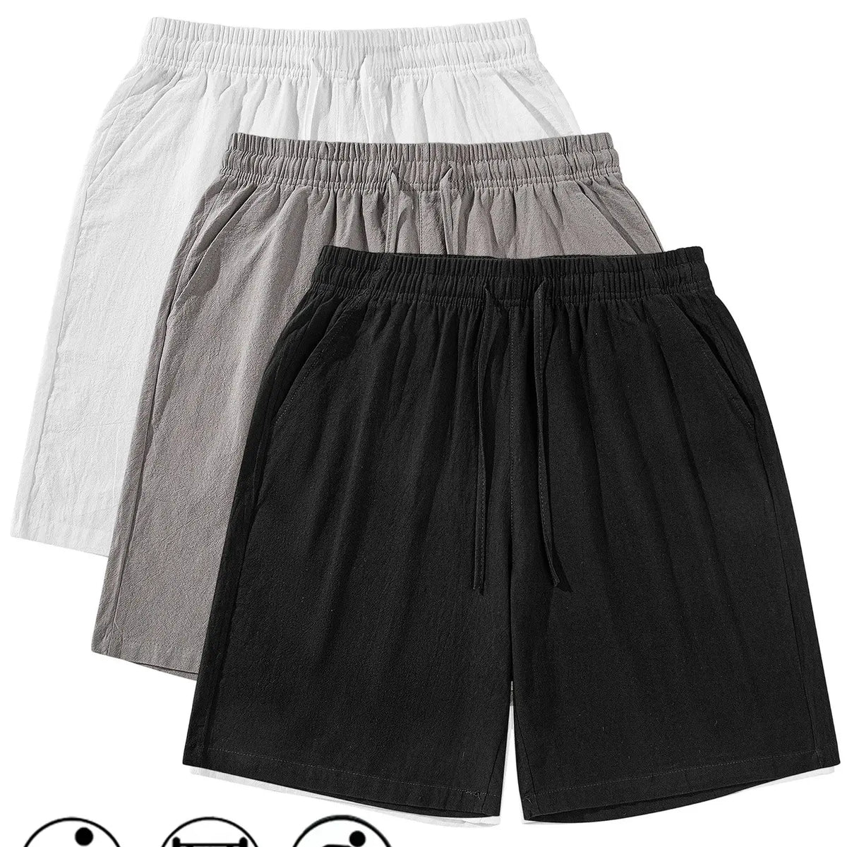 Men's Plain Linen Shorts, Casual Tropical Beach Shorts, Drawstring Waist Design, Summer Comfortable Bottoms, Breathable Comfy Shorts, Ideal for Daily Wear and Leisure Activities