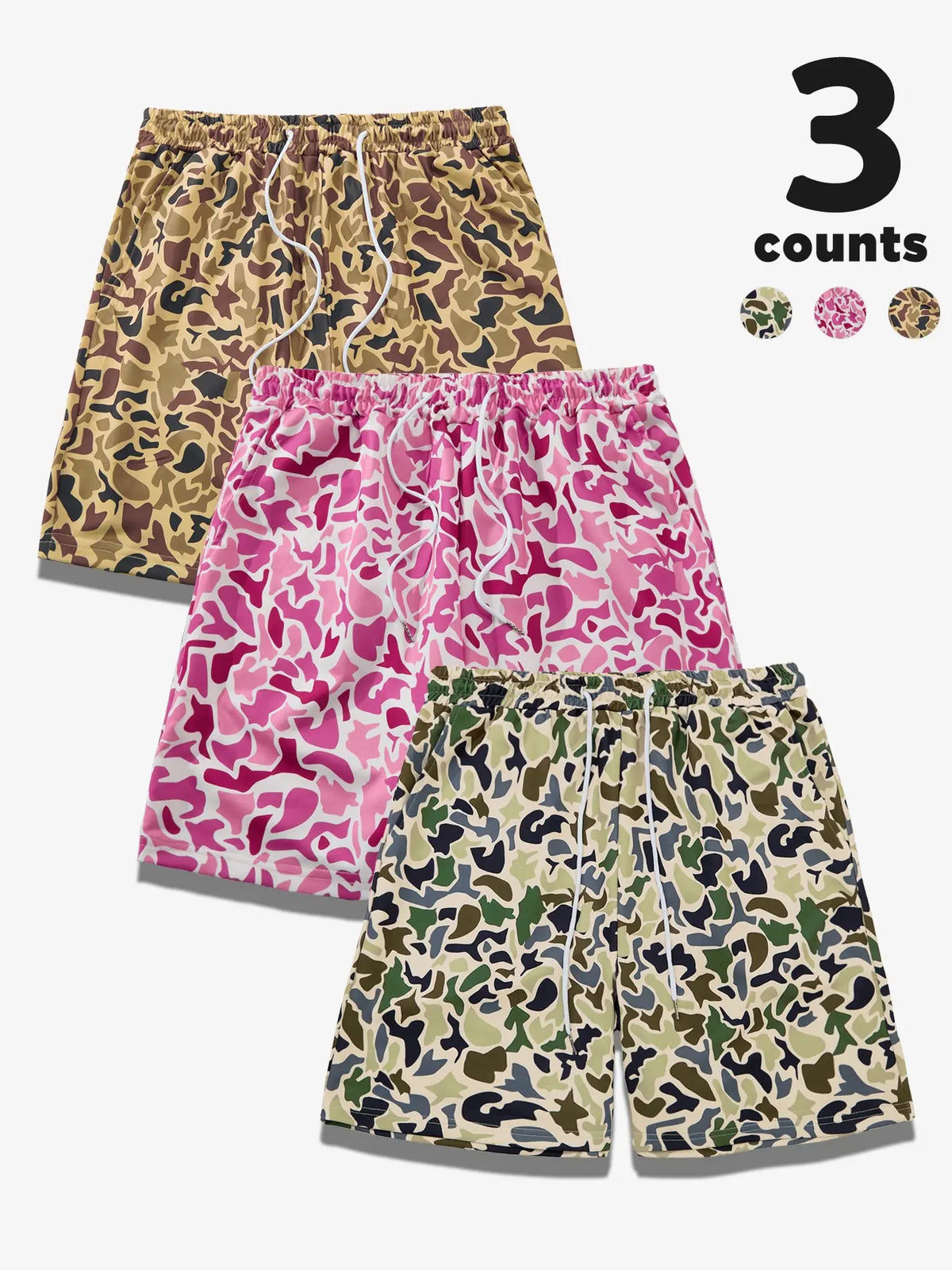 Men's Camo Print Shorts, Regular Fit Casual Street Shorts for Summer, Men's Bottoms for Daily Wear, Casual Streetwear Shorts, Camouflage Streetwear Shorts