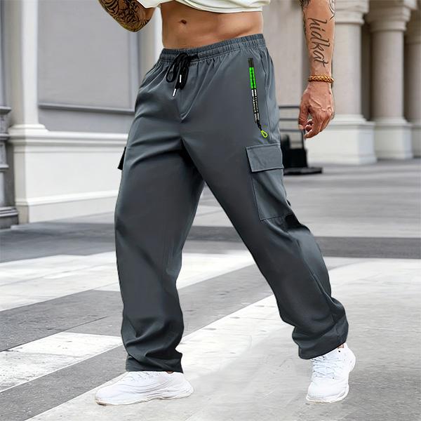 Men's Multi-Pack Cargo Work Pants - Lightweight Stretch Waist Activewear with Multiple Pockets, Comfortable Fit Casual Athletic Men's Wear, Plain Outdoor to Office Menswear