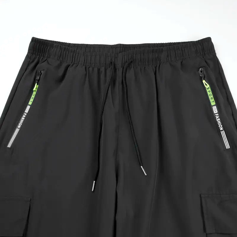 Men's Multi-Pack Cargo Work Pants - Lightweight Stretch Waist Activewear with Multiple Pockets, Comfortable Fit Casual Athletic Men's Wear, Plain Outdoor to Office Menswear