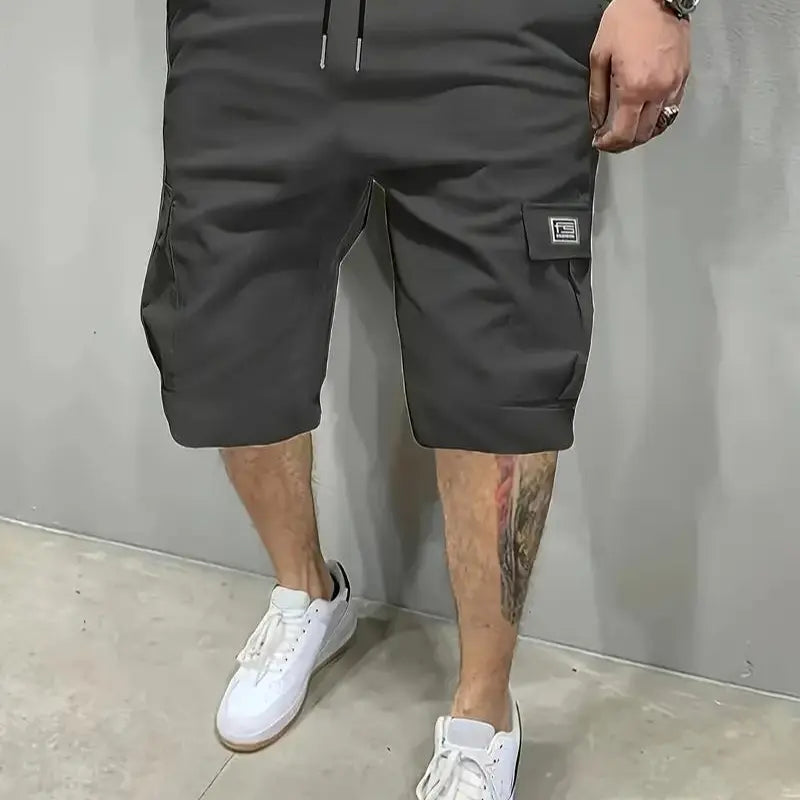 Men’s shorts set — brown/black/dark navy blue/green — slanted cargo pockets — versatile casual wear — everyday use — men’s cargo shorts Beige,father'sdaygifts