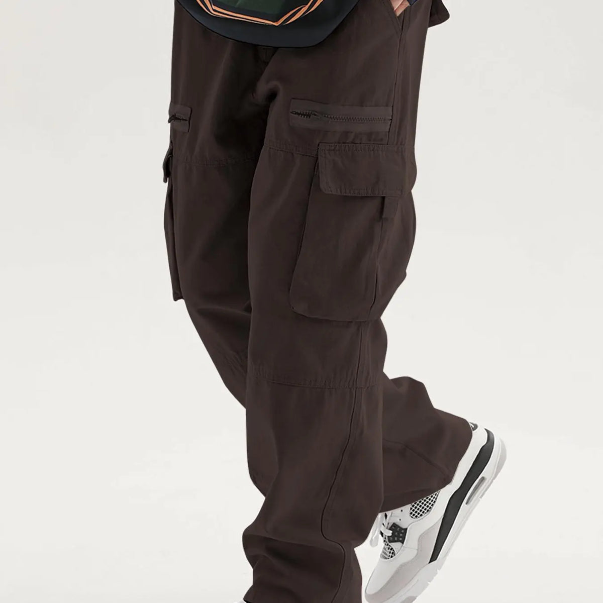 Trendy Multi-Pocket Zipper Loose Work Pants, American Vintage Straight Leg Cargo Pants, Street Style High-Street Casual Trousers, Casual Streetwear Trousers, Casual Drawstring Waist, Casual Everyday Workwear, Cargo Pocket Design