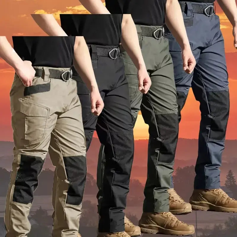 A set of 4 men’s tactical work pants is equipped with a stretch waistband and pockets. With knee pad design and made from a new 230 g/m² fabric, they are ideal for spring and summer wear as well as outdoor activities.