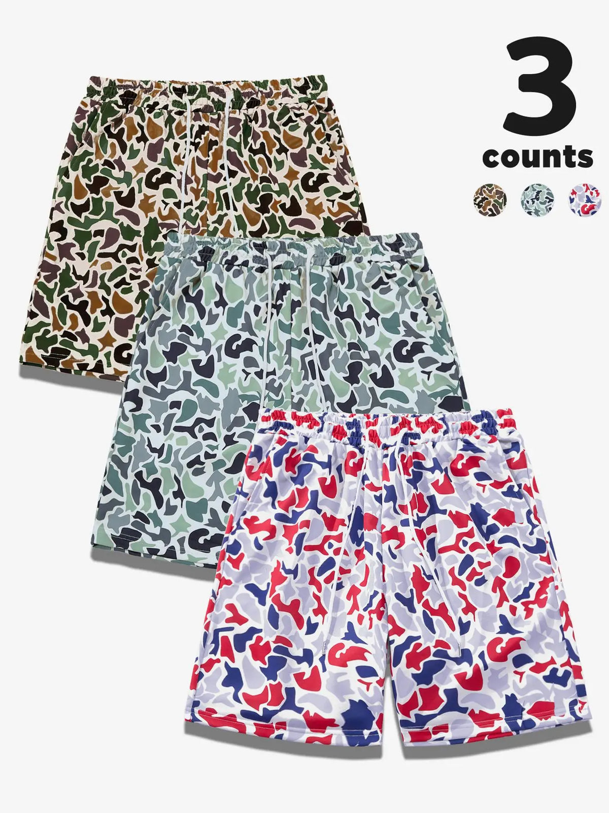 Men's Camo Print Shorts, Regular Fit Casual Street Shorts for Summer, Men's Bottoms for Daily Wear, Casual Streetwear Shorts, Camouflage Streetwear Shorts