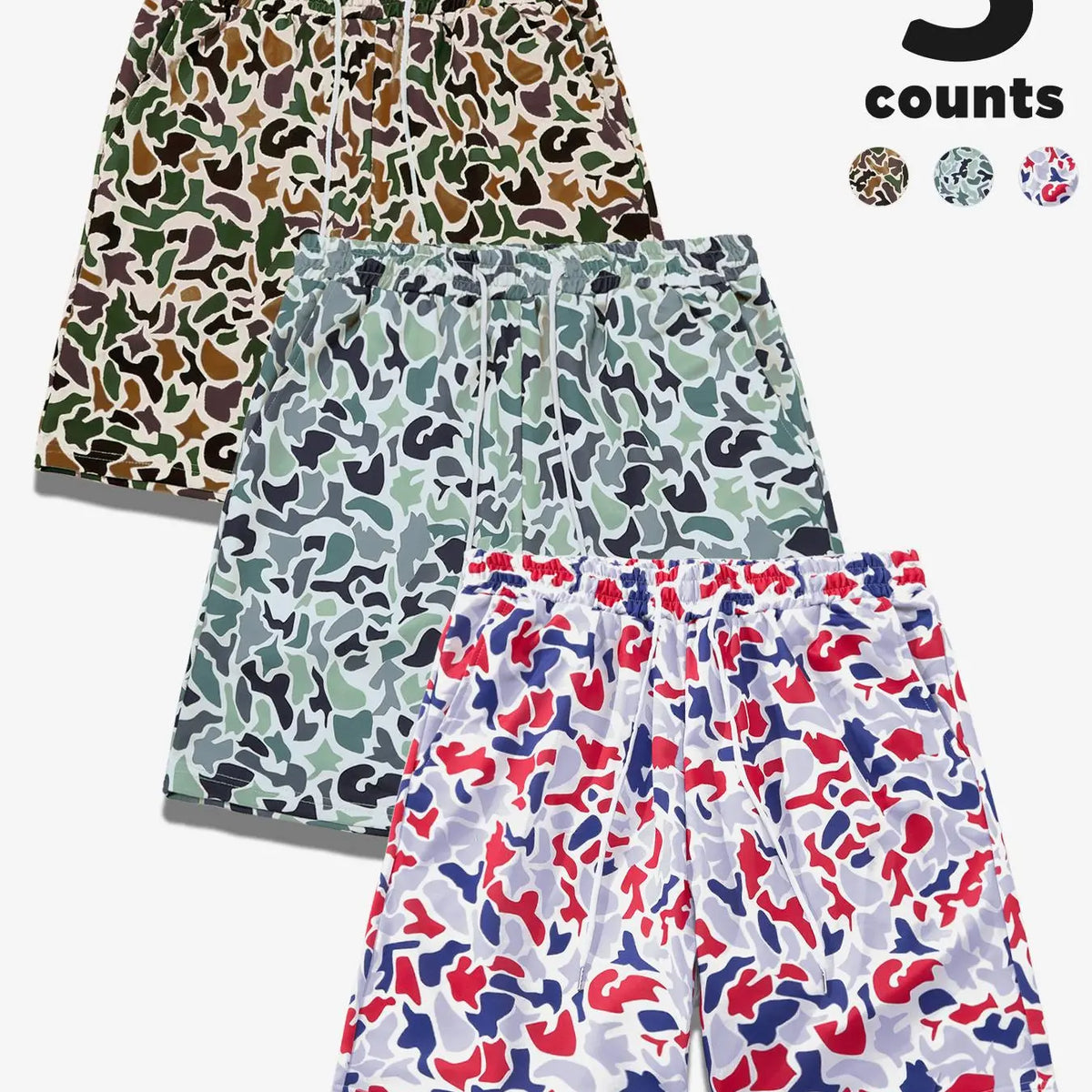 Men's Camo Print Shorts, Regular Fit Casual Street Shorts for Summer, Men's Bottoms for Daily Wear, Casual Streetwear Shorts, Camouflage Streetwear Shorts