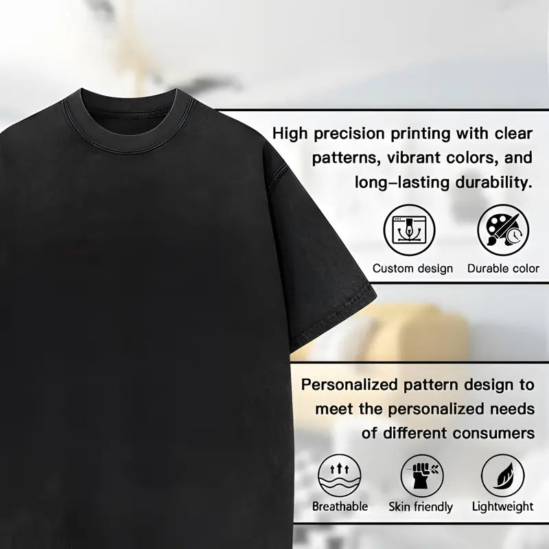 Women's Premium Cotton Fabric Round Neck Short Sleeve T-Shirt - Soft Touch, Vintage Washed, Cross & Letter Graphic, Breathable, Easy to Layer, Casual Street Summer Top for Daily Wear