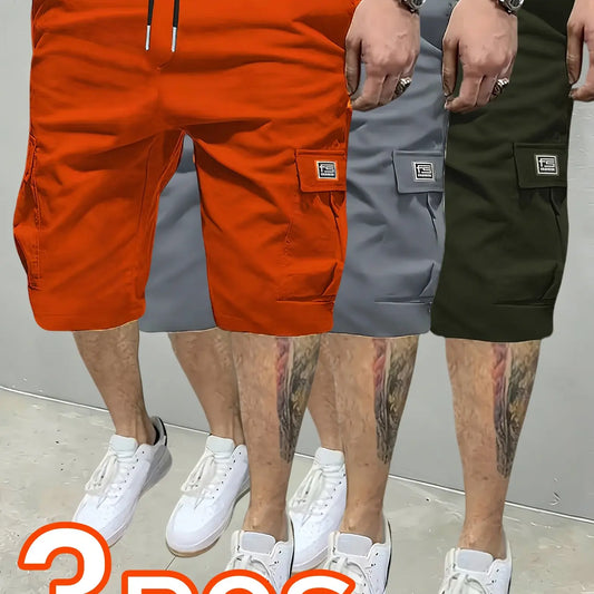 Men's Solid Color Plain Flap Pocket Cargo Shorts, Regular Fit Casual Fashion Comfy Sportswear Shorts for Summer, Men's Bottoms for Daily Wear, Athletic Casual Shorts