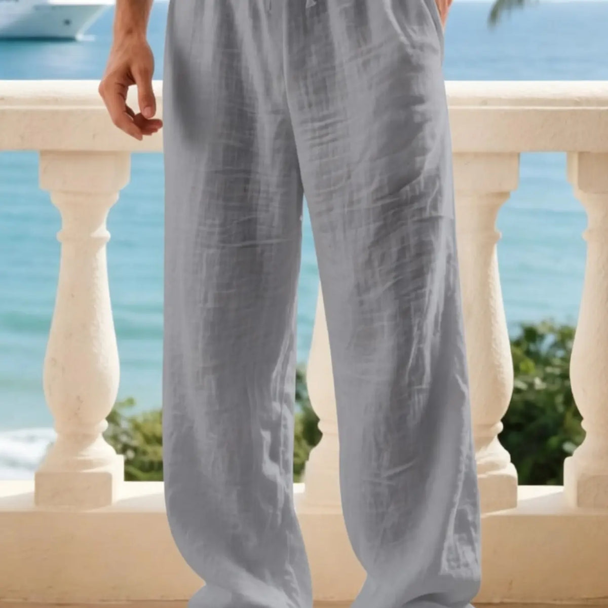 Men's Linen Casual Straight Leg Pants, Breathable Comfortable Fashion Long Trousers, Casual Beach Pants Perfect for Outdoor Travel Vacation Daily Wear, Casual Fit Comfy