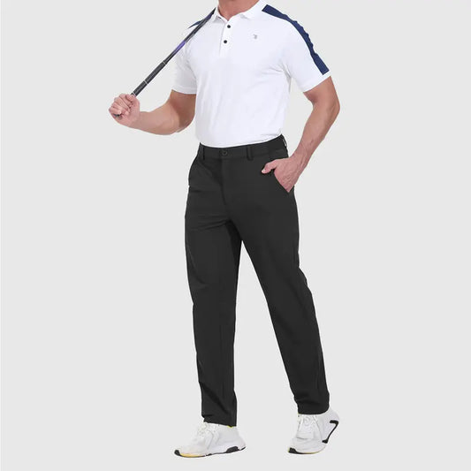 [CLEARANCE] GOPUNE Mens Fashion 4-Way Stretch Golf Pants Lightweight Quick-Dry Casual Work Pant with 3 Pockets Springtok Menswear Trouser Beige Plain Super Thinner Workwear