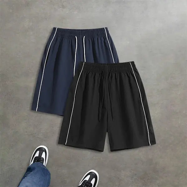 2-Pack Men’s Summer Striped Casual Shorts – Loose Fit, Versatile Athletic Style
