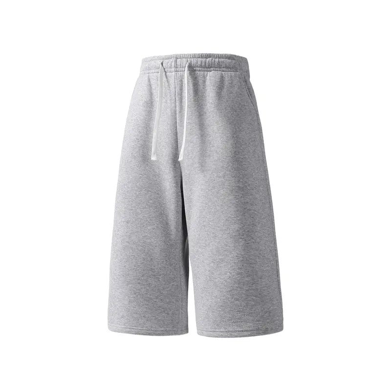 Men's 4-Pack 7-In Wide Leg Sweat Shorts - Elastic Waist, Drawstring, Deep Side Pockets, Sporty Chic Streetwear Shorts, Loose Fit Sweat Jorts, Easy Go-To for Casual Weekends, Ready for Gym, Errands, Travel (Light Gray, Black, Blush Pink, Dark Gray)