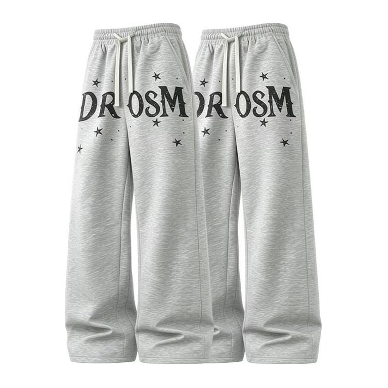 Men's Soft Knit Baggy Wide-Leg Loose Street-Style Menswear Pants, Plain Vertical Seam Detailing, 2 Basic Colorways - Black + Light Gray, Ideal for Casual Wear, Hot Weather Skateboarding