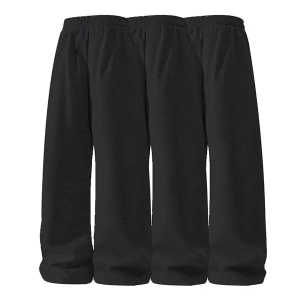 Men's 3-Pair Plain Joggers - 100% Polyester Lightweight Loose Straight Sweatpants, Drawstring, Side Pockets, Soft, Light Grey/Black/Dark Grey, 4-Season Comfort, Menswear for Sports, Gym, Casual Use, Grey Sweatpants