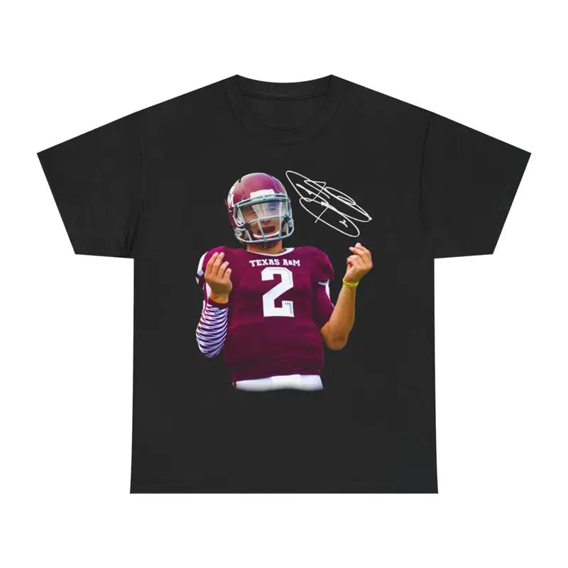 Clean Fit Tee 2026 Oversized Graphic Tee Johnny Manziel Money Football Shirt Texas A&M Heisman Trophy Retro Graphic Tee Distressed Unisex Cotton Collector Apparel unisex fashion choice.Breathable Cotton Casual TopUnisex Streetwear Tee