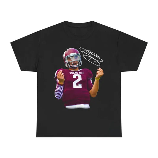 Clean Fit Tee 2026 Oversized Graphic Tee Johnny Manziel Money Football Shirt Texas A&M Heisman Trophy Retro Graphic Tee Distressed Unisex Cotton Collector Apparel unisex fashion choice.Breathable Cotton Casual TopUnisex Streetwear Tee