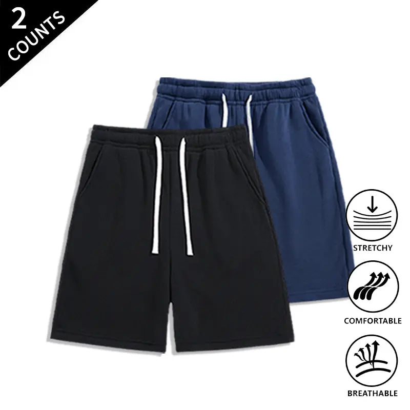 Summer Wins Menswear Men’s 2-Pack Pocketed Casual Shorts - Breathable Cool Men’s Shorts with Stretch Fabric That Moves With You, Elastic Waist for Relaxed Weekends & All-Day Comfort, Casual Shorts For Relaxed Weekends