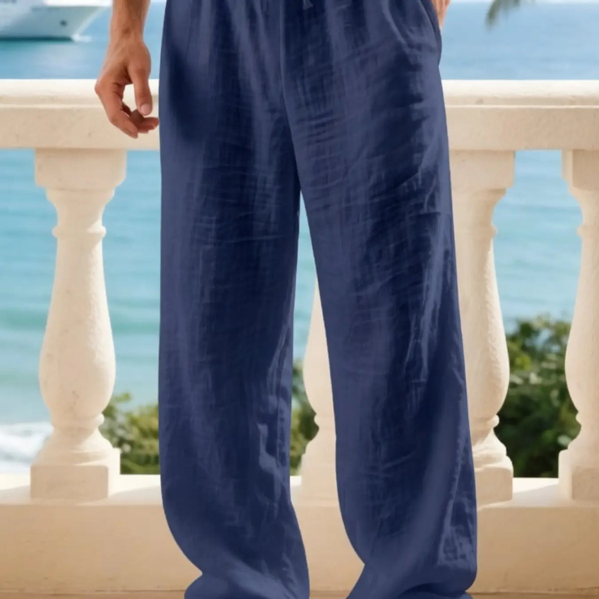 Men's Linen Casual Straight Leg Pants, Breathable Comfortable Fashion Long Trousers, Casual Beach Pants Perfect for Outdoor Travel Vacation Daily Wear, Casual Fit Comfy
