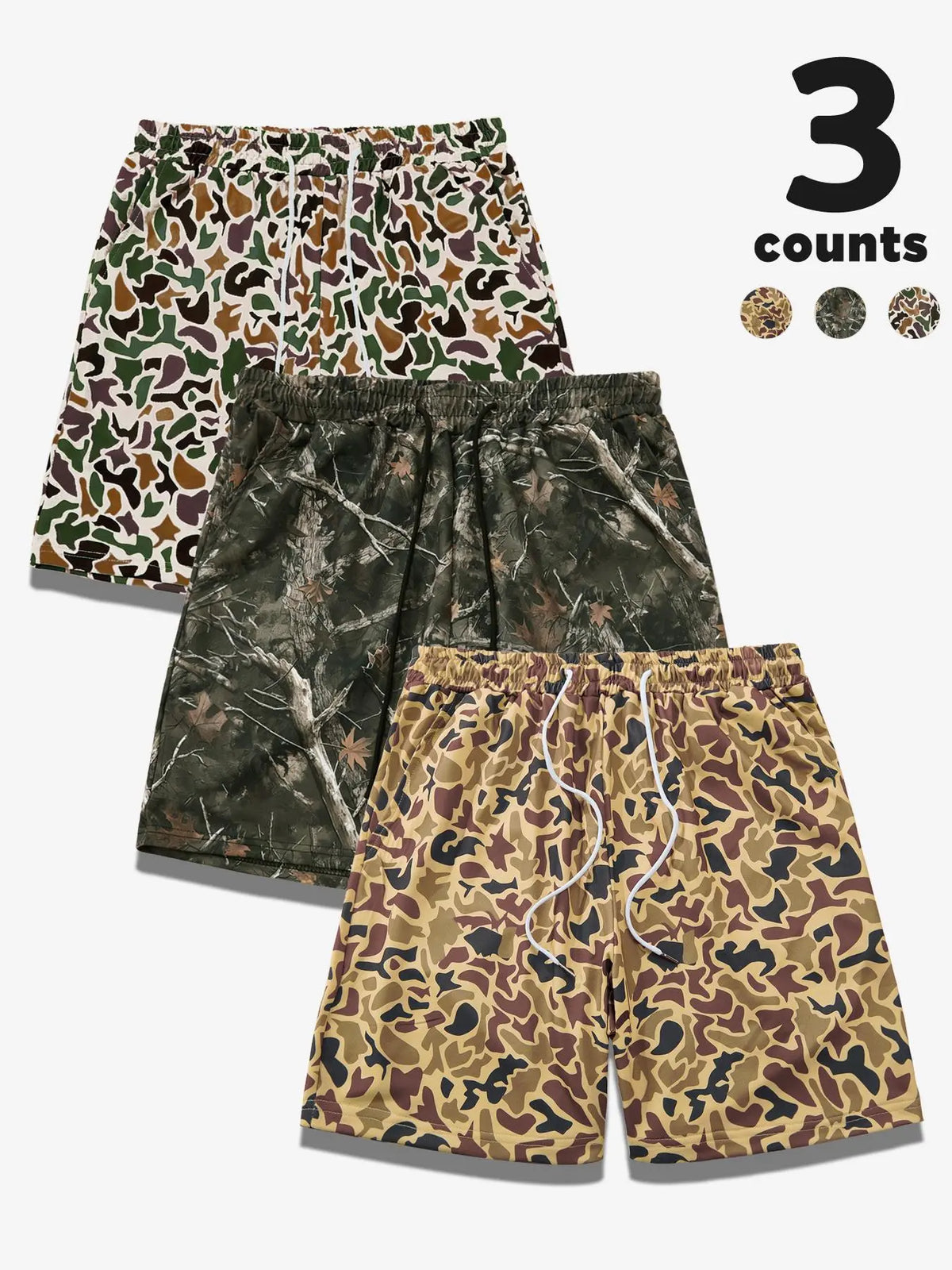 Men's Camo Print Shorts, Regular Fit Casual Street Shorts for Summer, Men's Bottoms for Daily Wear, Casual Streetwear Shorts, Camouflage Streetwear Shorts