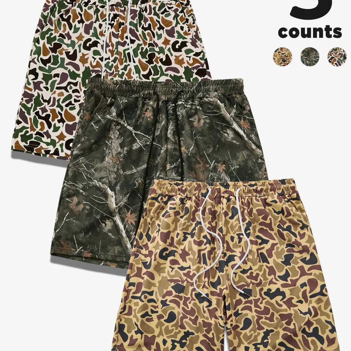 Men's Camo Print Shorts, Regular Fit Casual Street Shorts for Summer, Men's Bottoms for Daily Wear, Casual Streetwear Shorts, Camouflage Streetwear Shorts