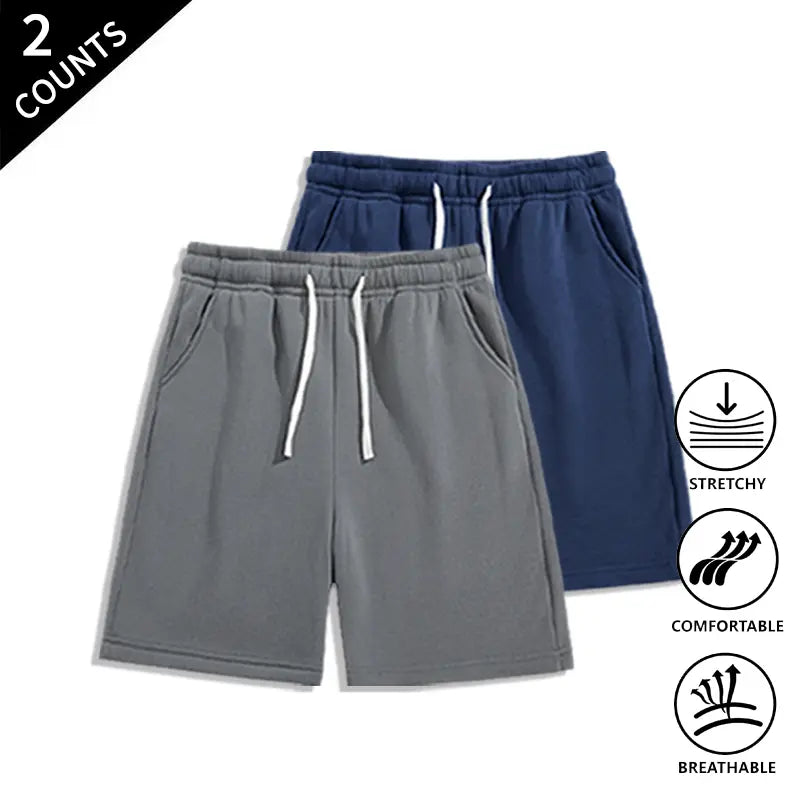 Summer Wins Menswear Men’s 2-Pack Pocketed Casual Shorts - Breathable Cool Men’s Shorts with Stretch Fabric That Moves With You, Elastic Waist for Relaxed Weekends & All-Day Comfort, Casual Shorts For Relaxed Weekends