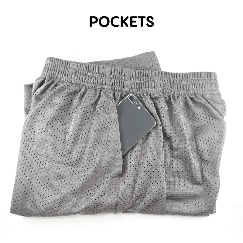 HILL Men's Active Mesh Shorts Basketball Shorts with Drawstrings 2 Pockets Lightweight Plain Casual Gym Shorts Hip Hop Harem Multi Colors (S to 5XL)