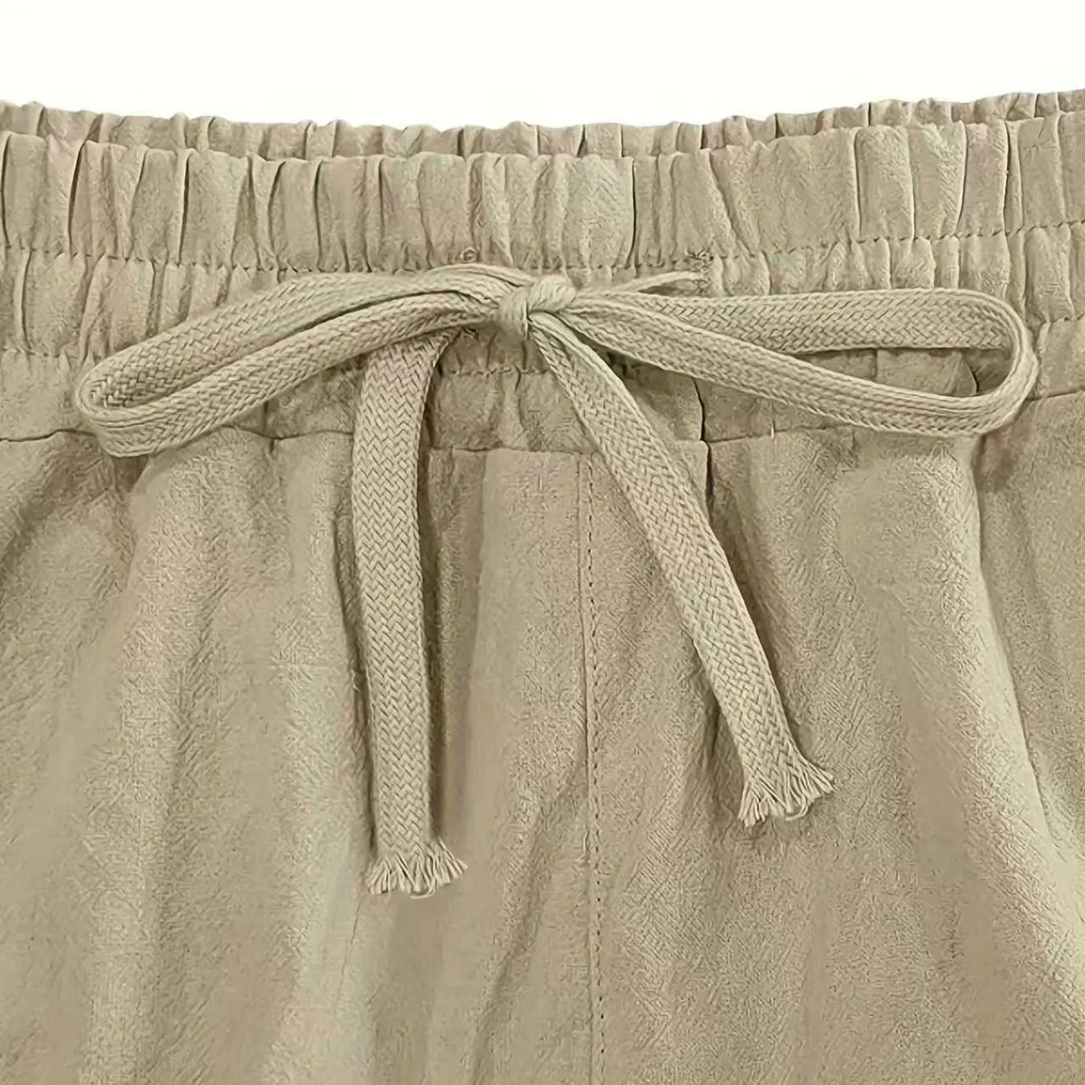 Men's Workwear Linen Pants Multi-Pocket Straight Leg, Breathable Bottom Plain Casual Pants for Spring & Fall, Outdoor Beach Wear
