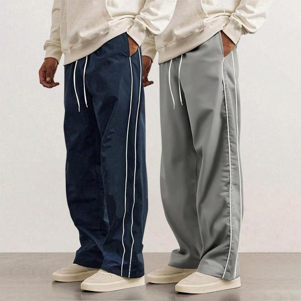 2 Piece Men's leisure Striped Pants Spring Autumn Trendy High Street Casual Loose summer Versatile Sports Trousers Men