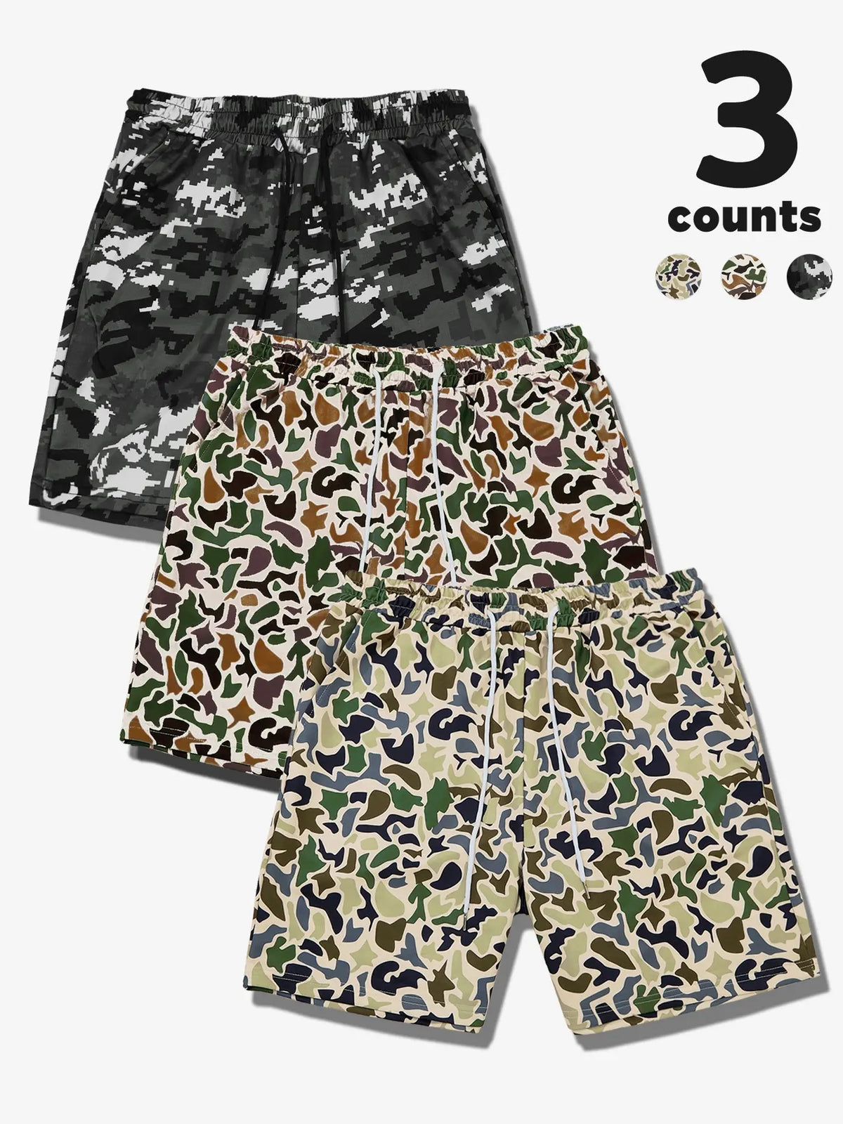 Men's Camo Print Shorts, Regular Fit Casual Street Shorts for Summer, Men's Bottoms for Daily Wear, Casual Streetwear Shorts, Camouflage Streetwear Shorts