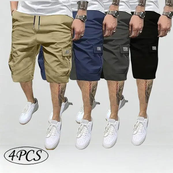 Men’s shorts set — brown/black/dark navy blue/green — slanted cargo pockets — versatile casual wear — everyday use — men’s cargo shorts Beige,father'sdaygifts