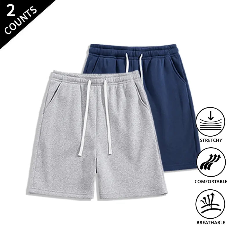 Summer Wins Menswear Men’s 2-Pack Pocketed Casual Shorts - Breathable Cool Men’s Shorts with Stretch Fabric That Moves With You, Elastic Waist for Relaxed Weekends & All-Day Comfort, Casual Shorts For Relaxed Weekends