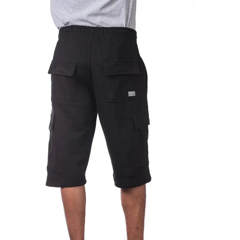 Pro Club Men's Cargo Sweat Shorts - 6 Pockets, Fleece Cotton-Polyester Fabric, Elastic Relaxed Cozy Hip Hop Fit, Cold Wash Menswear, Beige Utility Shorts, S, 2X, Cute New Year Style