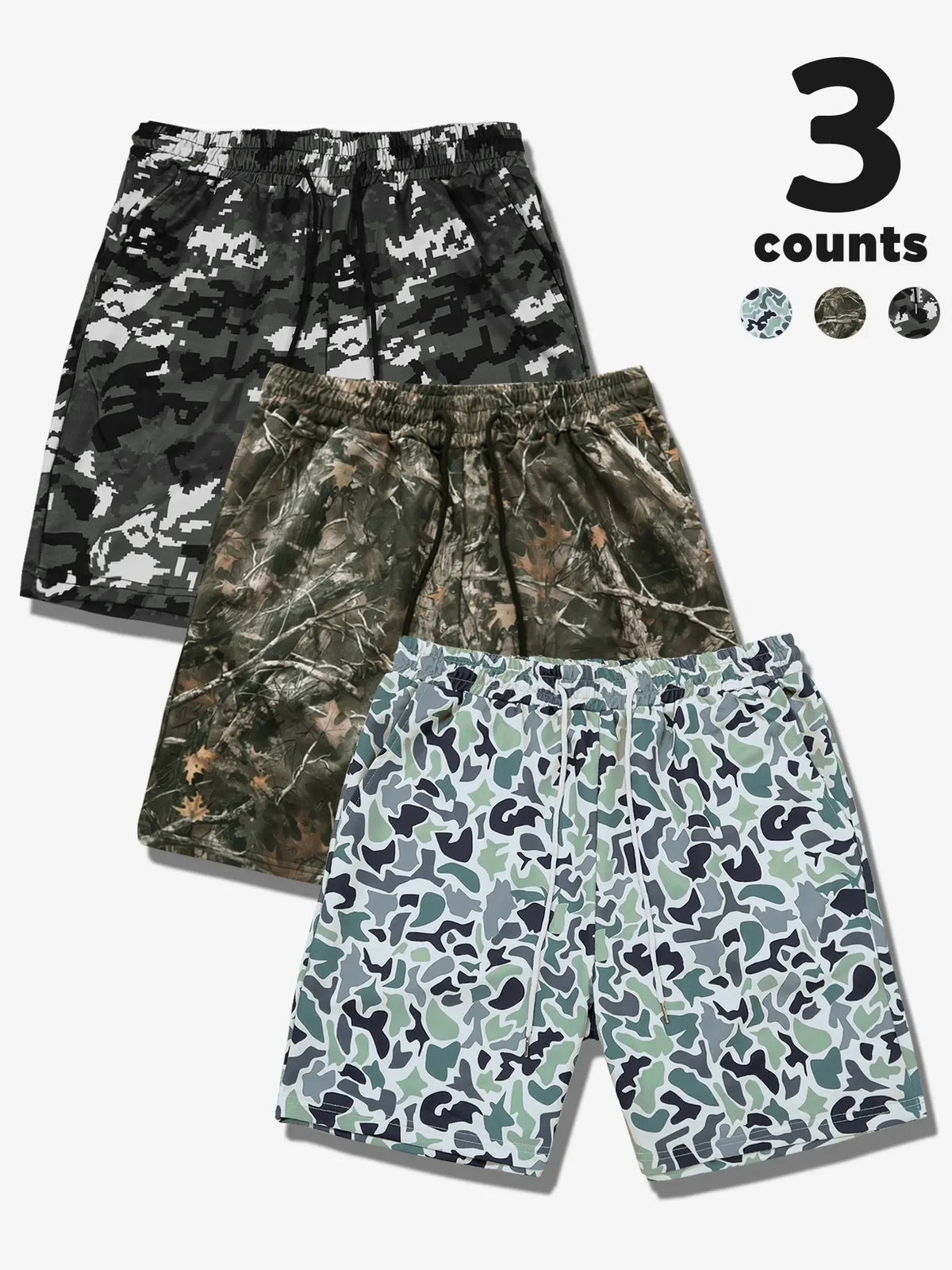 Men's Camo Print Shorts, Regular Fit Casual Street Shorts for Summer, Men's Bottoms for Daily Wear, Casual Streetwear Shorts, Camouflage Streetwear Shorts