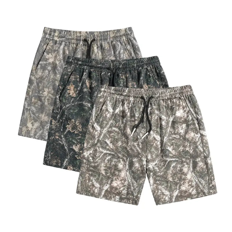 Men's H-Type Woven Casual Straight Shorts - Bold Digital Art Print, Stylish Street-Style Design, Elastic Waistband with Drawstring, Elastic Waist Moves with You, Summer-Ready Menswear