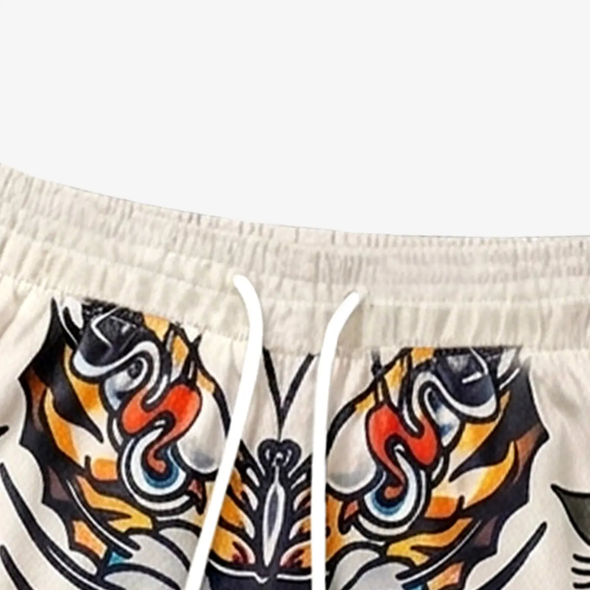 Men's Old School Tattoo Graphic Printed Mesh Shorts, Fashionable Summer Shorts, Rivet Trim Drawstring Streetwear Shorts, Breathable Lightweight Sports Shorts, Lightweight Casual Shorts