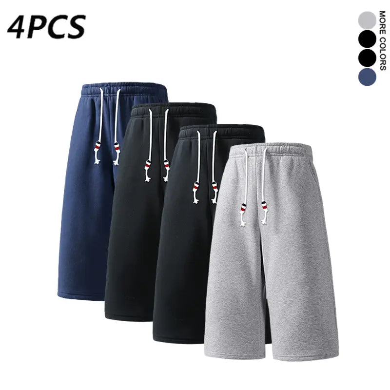SPEEALER Men’s 4PCS Baggy Oversized Loose-Fit Mid-Length Long Sweat Shorts, 7/8 Length, Drawstring Elastic Waist, Casual Bottoms