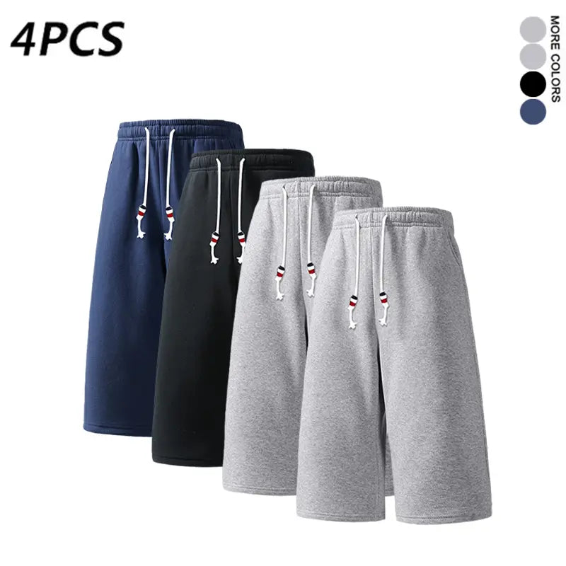 SPEEALER Men’s 4PCS Baggy Oversized Loose-Fit Mid-Length Long Sweat Shorts, 7/8 Length, Drawstring Elastic Waist, Casual Bottoms