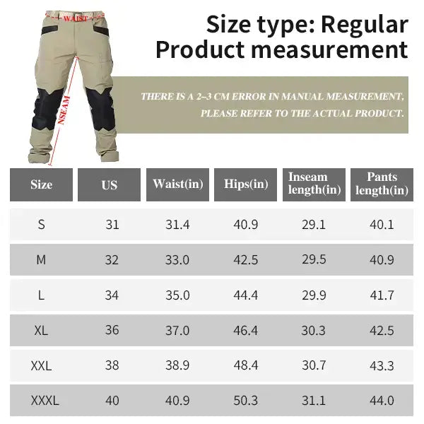 A set of 4 men’s tactical work pants is equipped with a stretch waistband and pockets. With knee pad design and made from a new 230 g/m² fabric, they are ideal for spring and summer wear as well as outdoor activities.