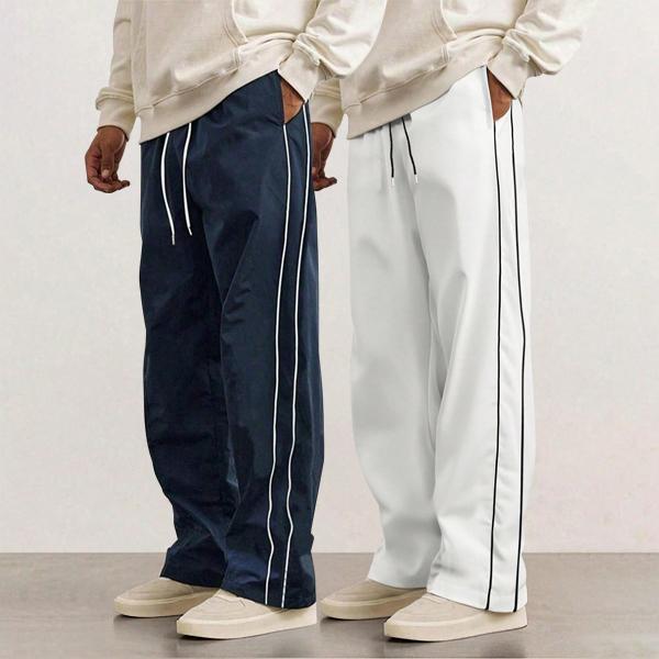 2 Piece Men's leisure Striped Pants Spring Autumn Trendy High Street Casual Loose summer Versatile Sports Trousers Men