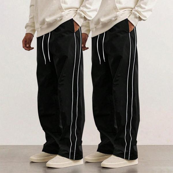 2 Piece Men's leisure Striped Pants Spring Autumn Trendy High Street Casual Loose summer Versatile Sports Trousers Men