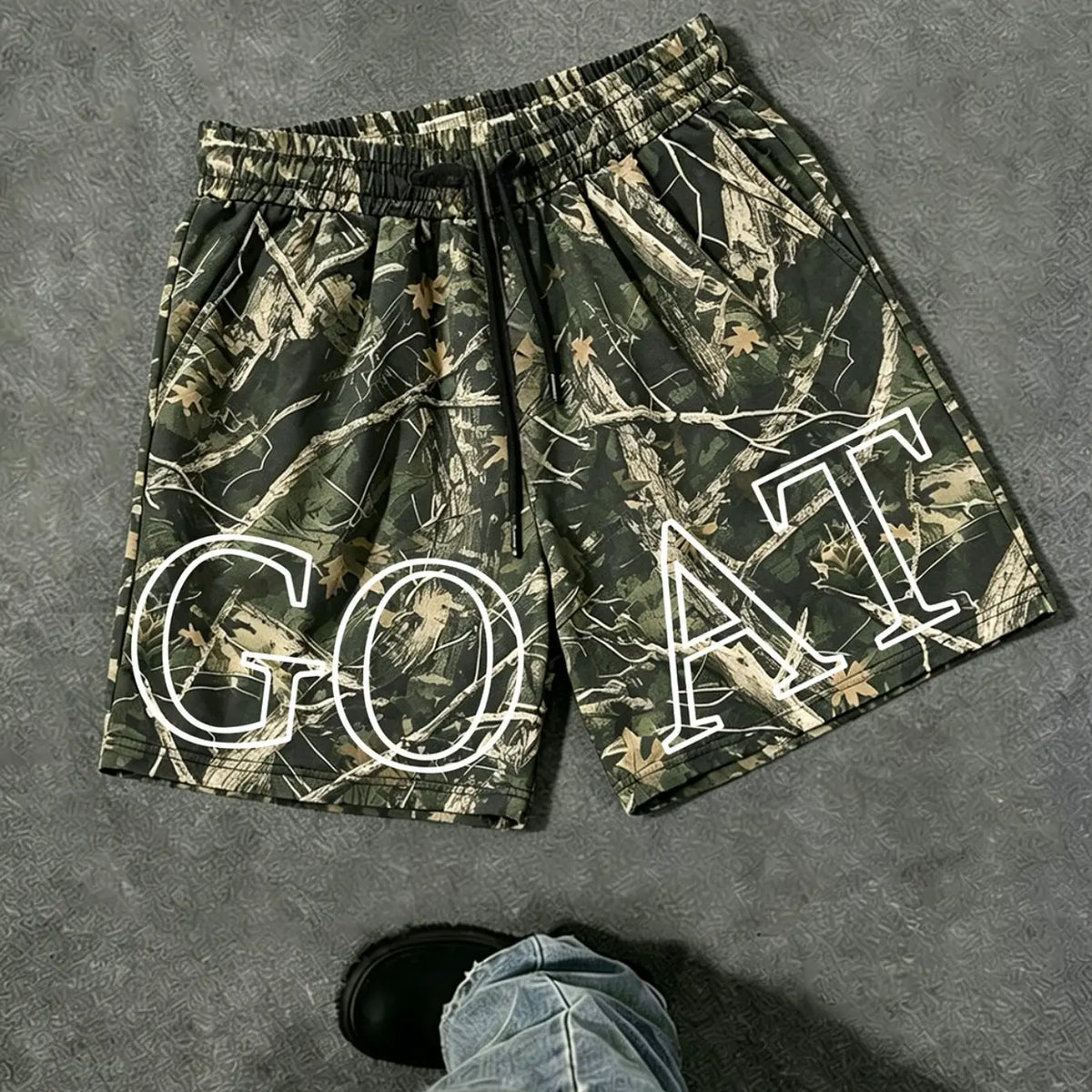 Goat Letter Print Shorts, Summer Essential, Simple and Elegant, Boston Letter Print Shorts, Casual Fitted Style, Athleisure Shorts