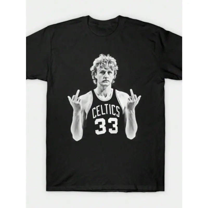 Larry Bird Retro 90s T-Shirt Black Shirt Men's Shirts Vintage Men's Clothing Streetwear Casual Crewneck Top